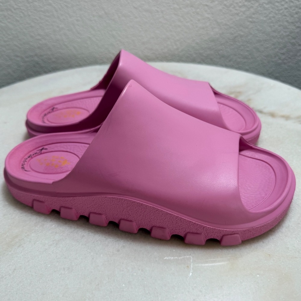 Free People FP Movement Halftime Pink Rubber Platform Slides Size 7/8 37/38 - Picture 2 of 7